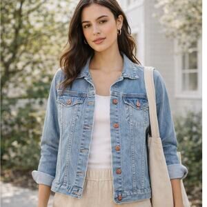 H&M L.O.G.G. Denim Jacket Women’s Size 10 Blue Button Front Jean Jacket Classic